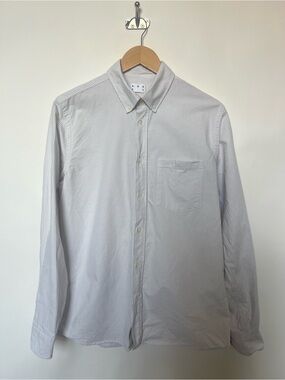 ASKET The Oxford Shirt Gray White Stripe Organic Cotton Button Down Medium